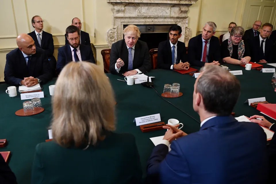 The alleged gathering happened in No10's Cabinet Room. Pictured is a meeting in the room in September 2021