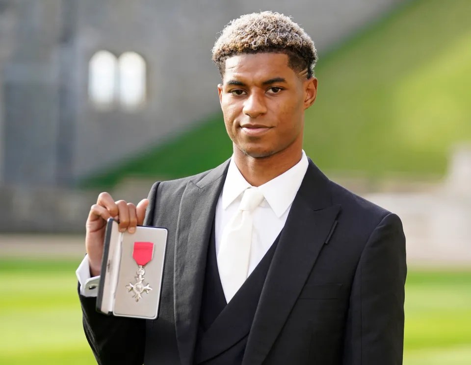 Rashford was made an MBE after he helped raise £20million for children to receive free school meals