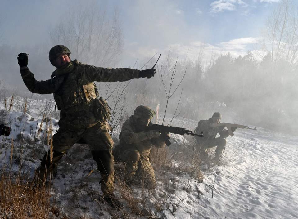 Ukrainian reservists, pictured here training, will form the backbone of a guerrilla army