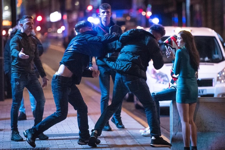 Violence erupted outside some bars as the clock chimed 12