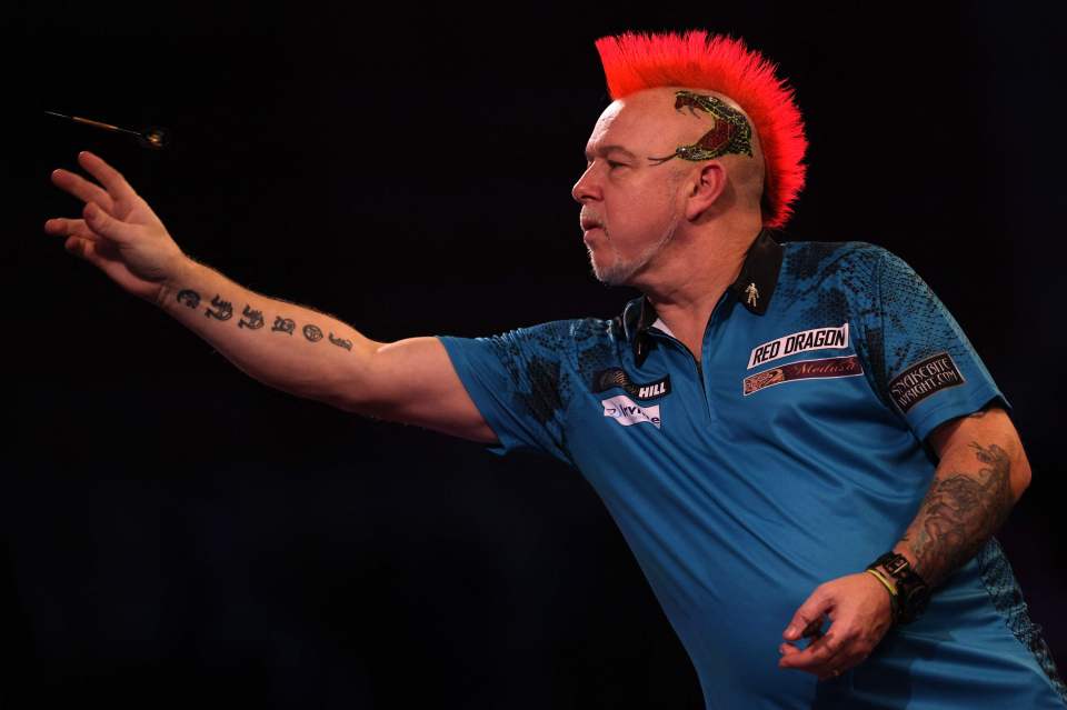 Wright during his World Darts Championship final win against Michael Smith