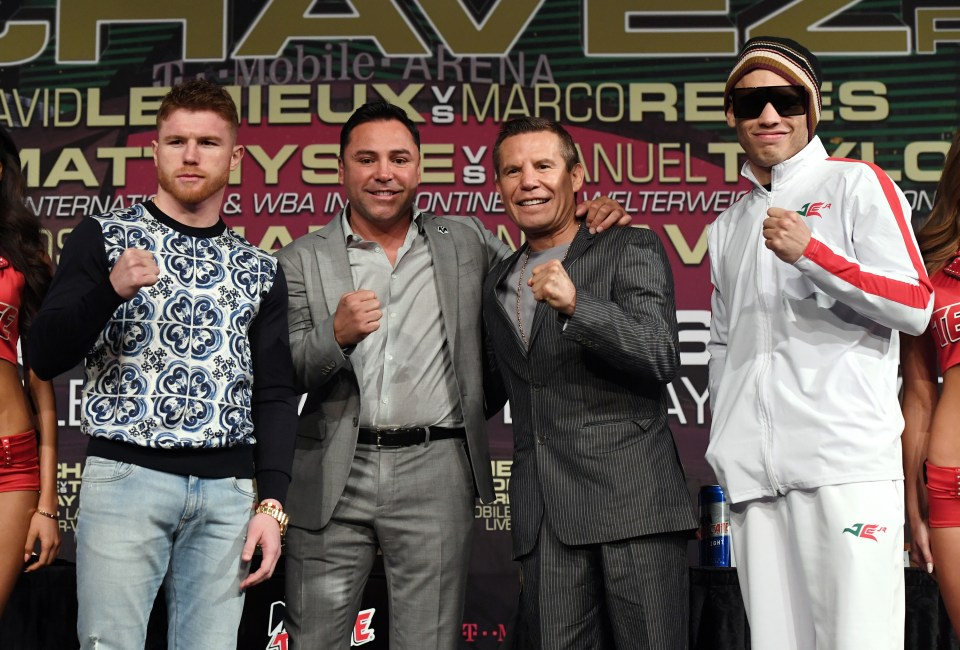 Canelo Alvarez, Oscar De La Hoya, Julio Cesar Chavez Sr and Jr