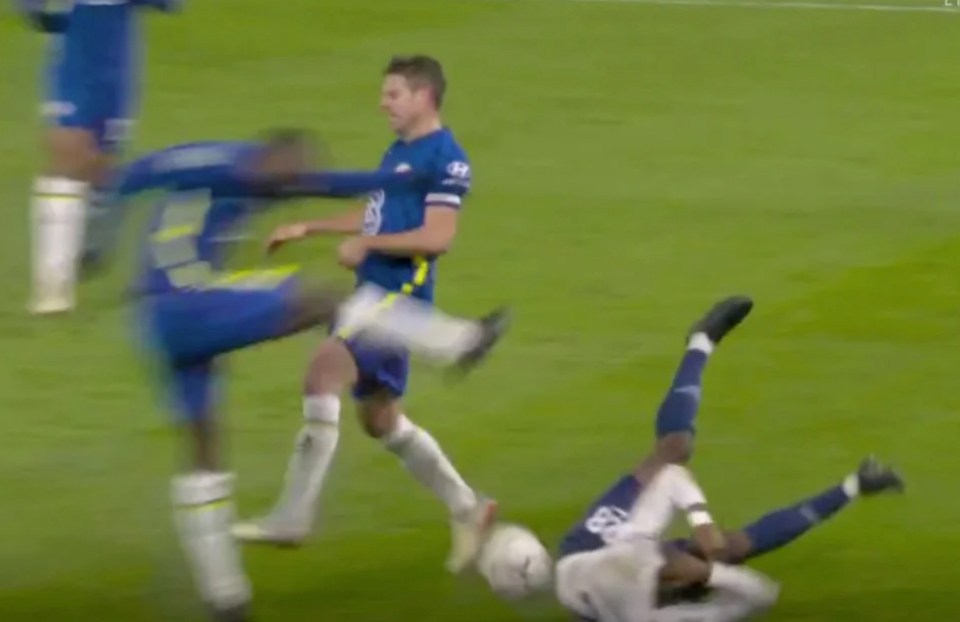 Ndombele felt the wrath of Rudiger who blasted the ball against the Spurs star to the delight of Blues fans