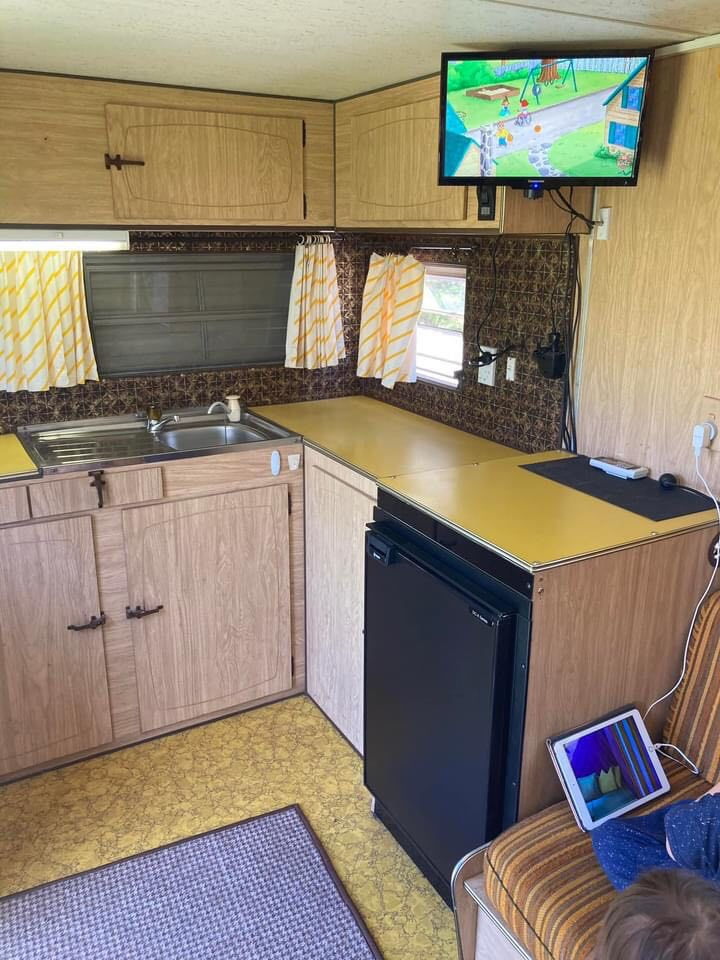 The couple wanted to add a more modern feel to the caravan