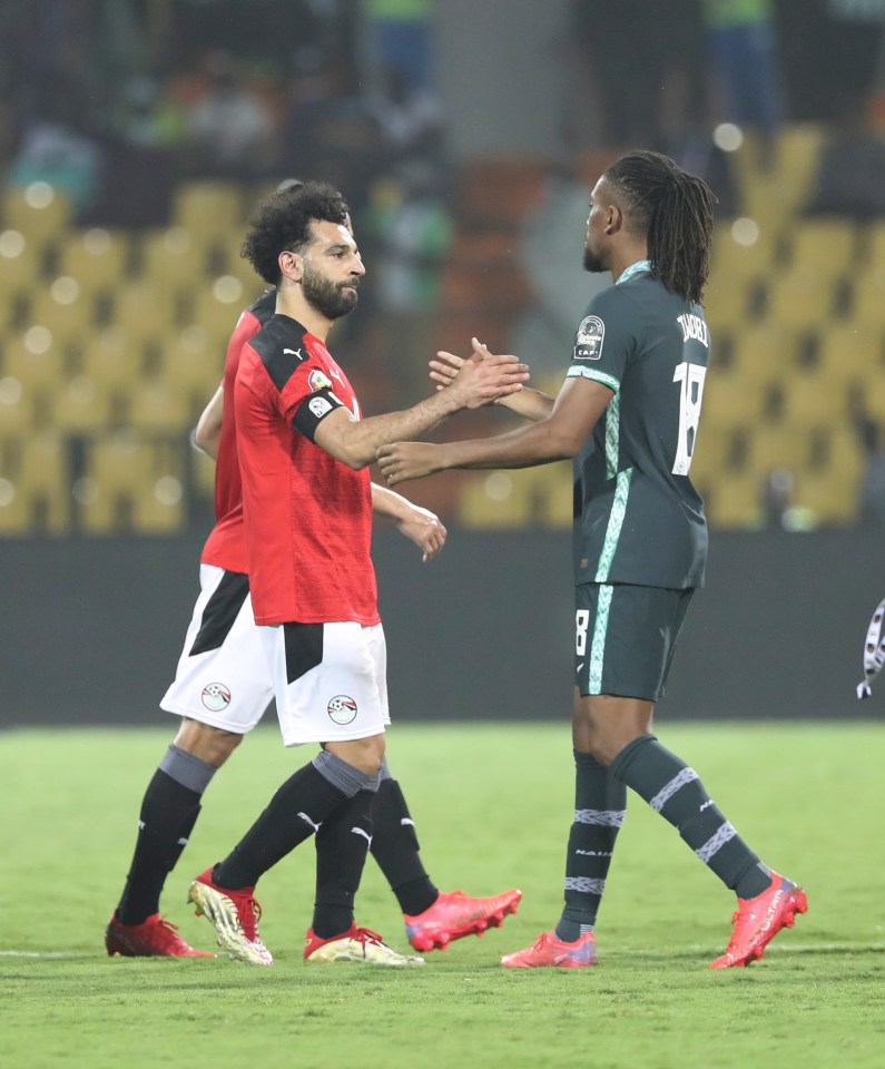 Salah shook hands with opposition players including Alex Iwobi after full-time