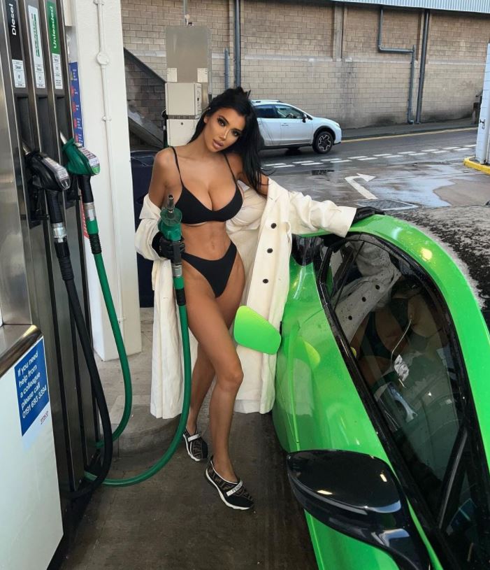 Chloe Khan stripped off for a petrol station photography session