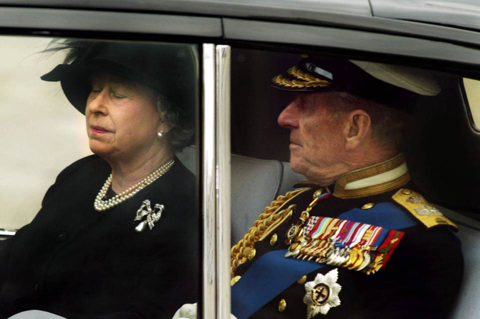 Her Majesty and Prince Philip leave Westminster Abbey following the Queen Mother's funeral