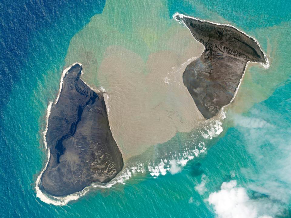 The centre of the volcanic island vanished in the eruption