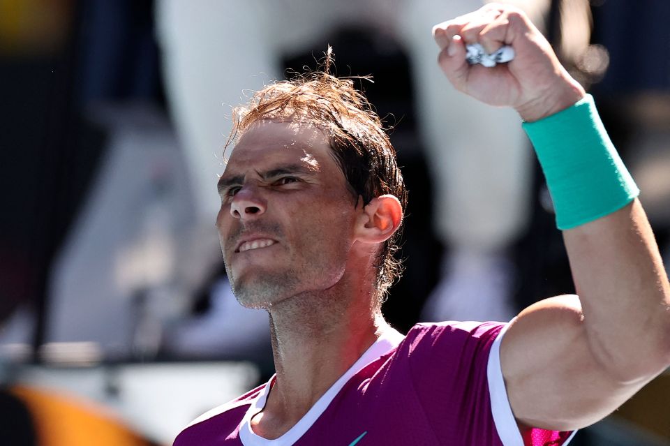 Nadal pumped his biceps after securing the win over Yannick Hanfmann