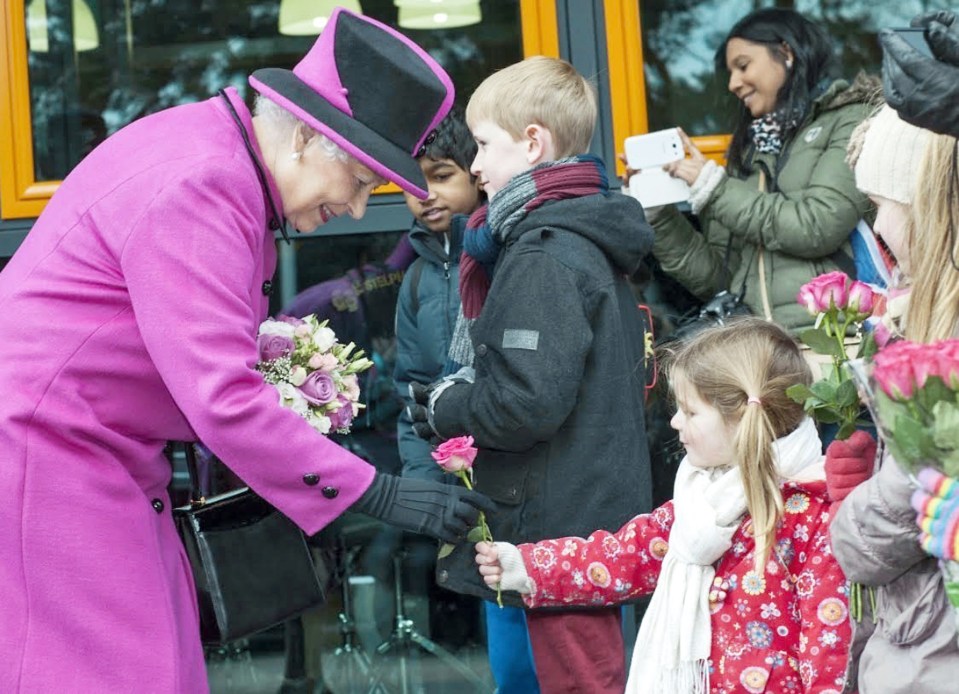 Fleur Davies presented the Queen with a single rose – after squashing the bouquet she had been waiting to present