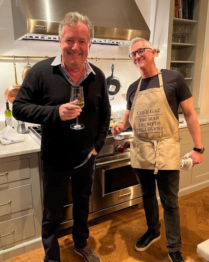 Piers shared a series of snaps from his evening in with Gary