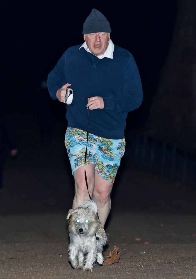 Boris Johnson running with Dilyn in London this morning