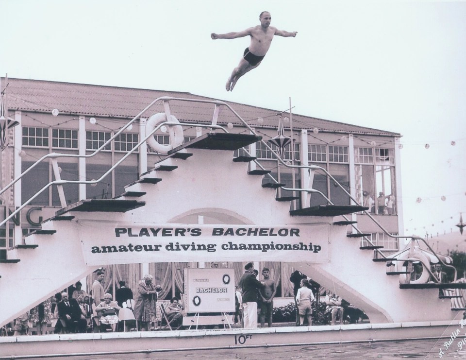 Ken Strange winning the amateur diving competition at Butlin's Minehead