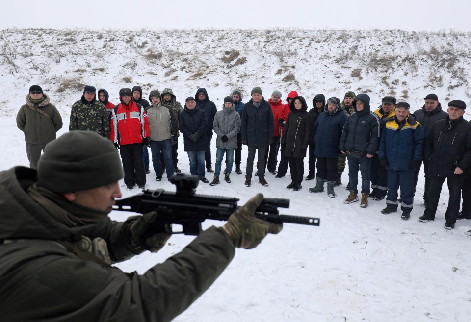 Volunteers in Ukraine are being trained up in case as tensions arise between the country and Russia