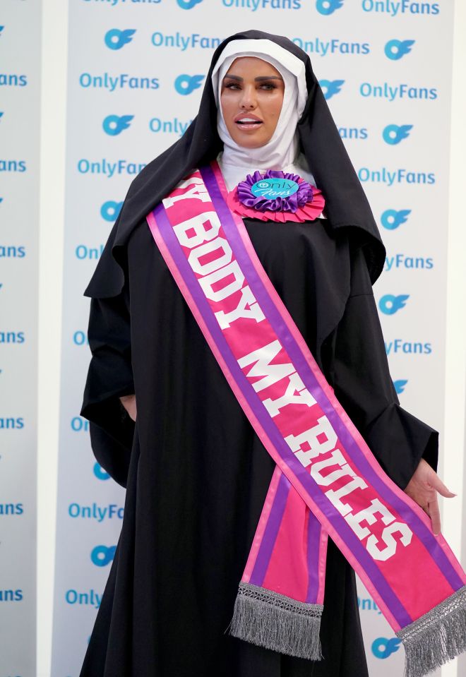 Katie announced she's joined OnlyFans this week while dressed as a nun