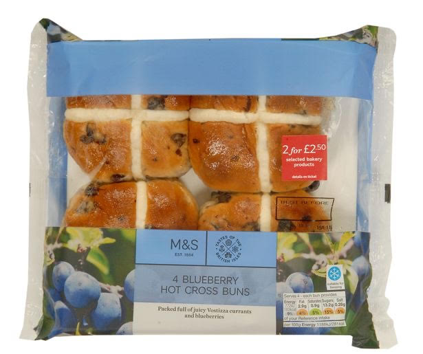 M&S Blueberry Hot Cross Buns, £1.65 for four