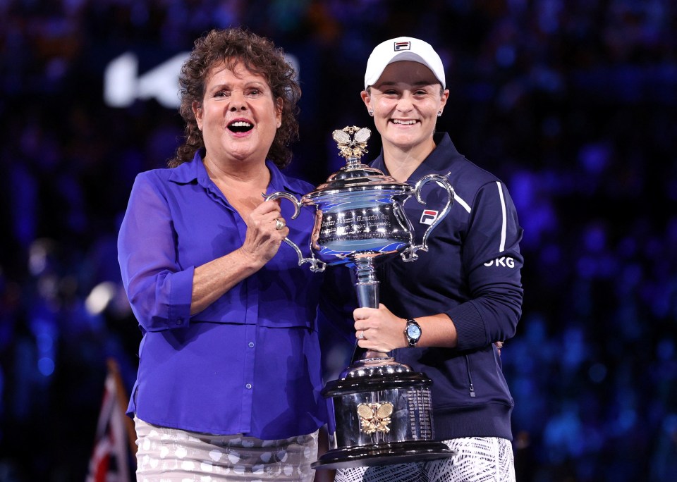 She was handed the trophy by idol Evonne Goolagong