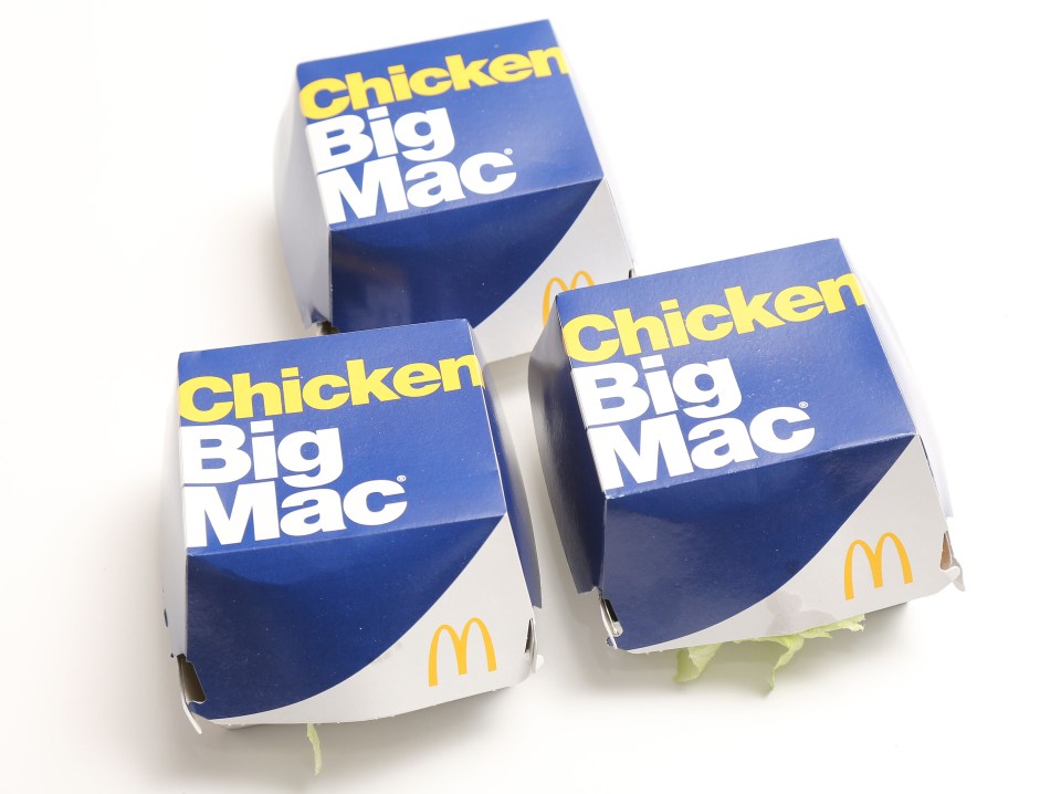 The chicken Big Mac comes in a new dark blue cardboard box