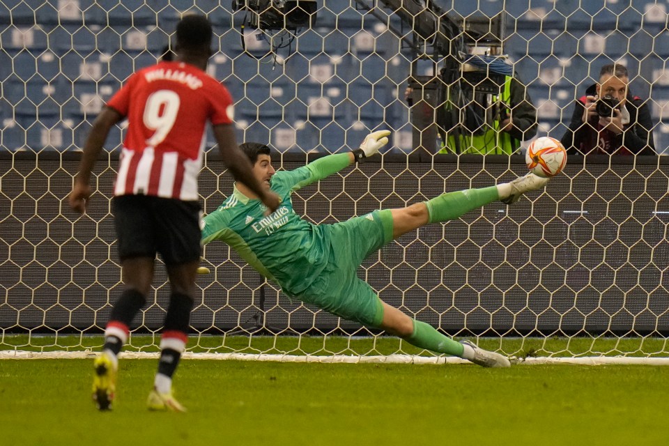 Courtois saved Garcia's spot-kick with his trailing left foot