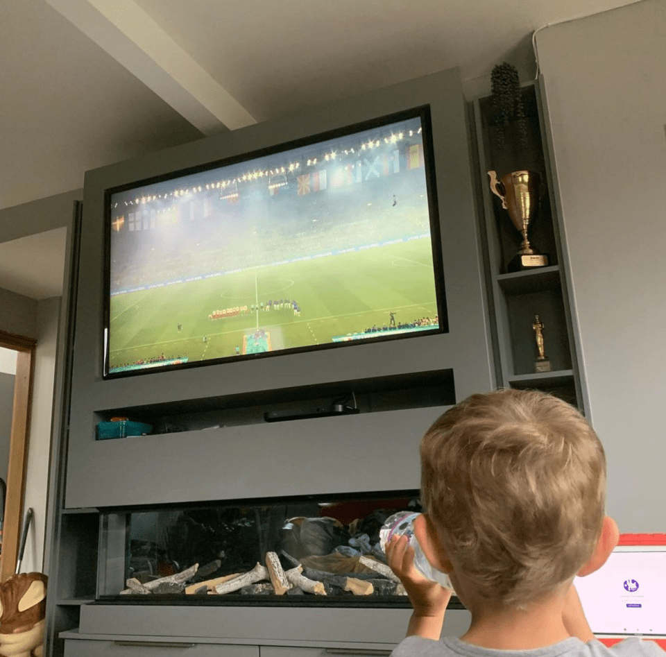 During the Euros the family gathered round the TV to cheer on Euros