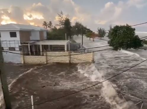 Footage on social media showed large waves crashing ashore in coastal areas of Tonga