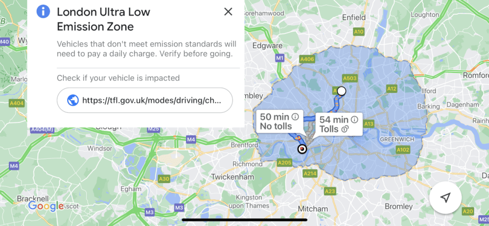 Keep out of the ULEZ with Google Maps.