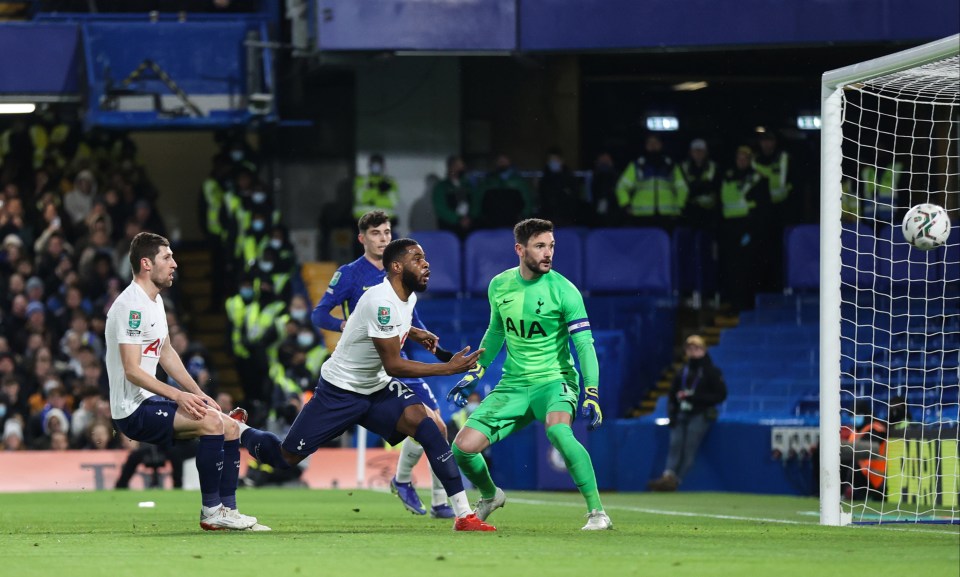 The defender's header smashed into Ben Davies before flying home for an own-goal