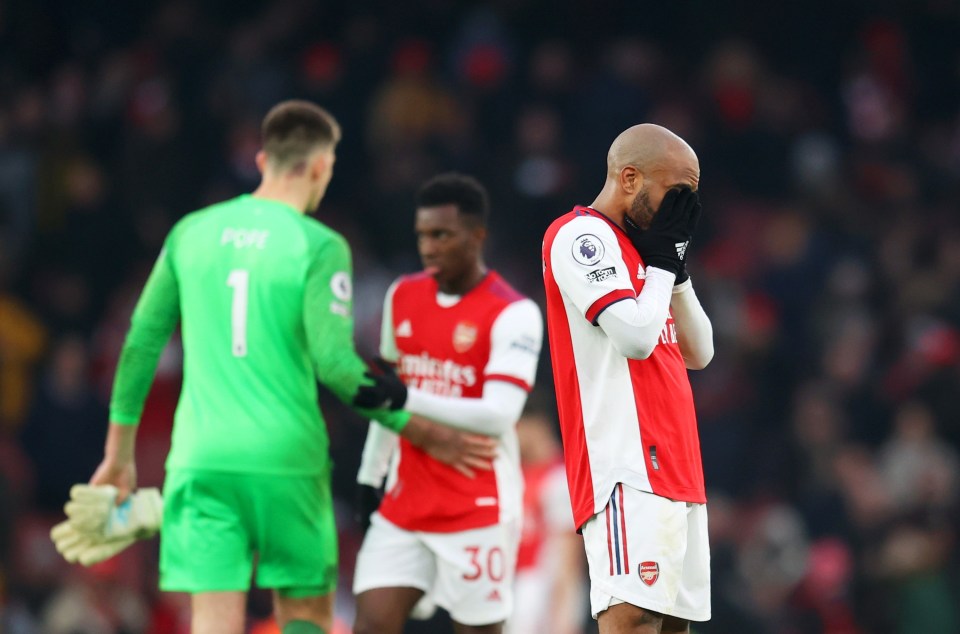 Alexandre Lacazette is left head in hands as he tries to fill the void left by Pierre-Emerick Aubameyang