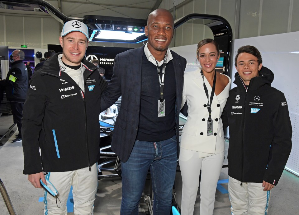 Mercedes-EQ aces Stoffel Vandoorne and Nyck de Vries sandwich Chelsea icon Didier Drogba and singer Gabrielle LeMaire at the Saudi season opener