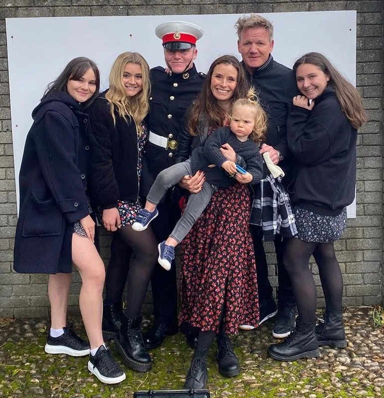 Michelin-starred chef Gordon and wife Tana with their five kids