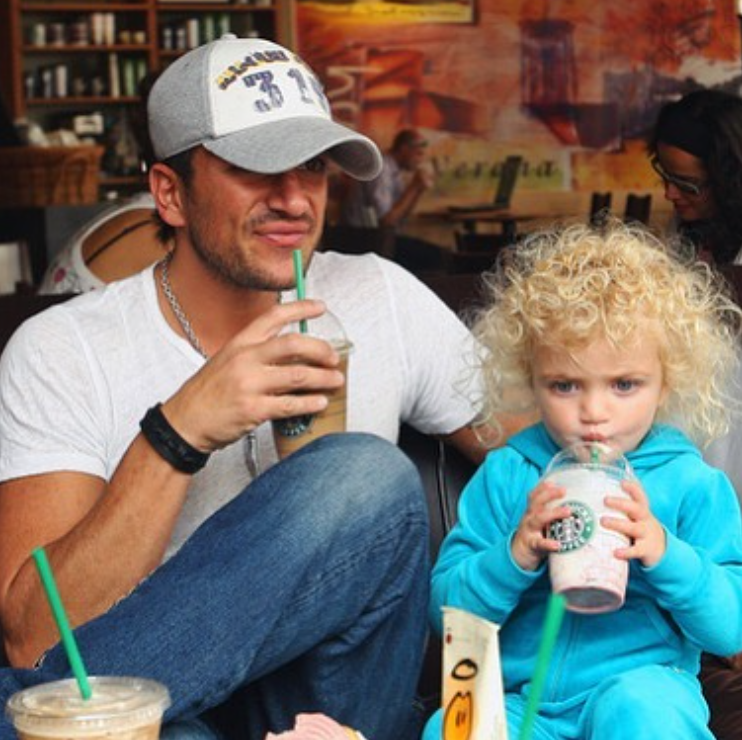 Daughter Princess joined her dad and brother and sipped on a milkshake in the sweet photos