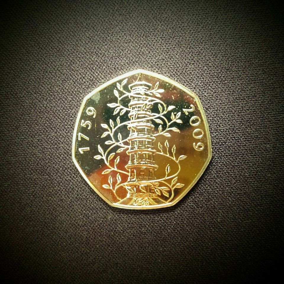 The rare coin has the famous Kew Gardens design on the reverse