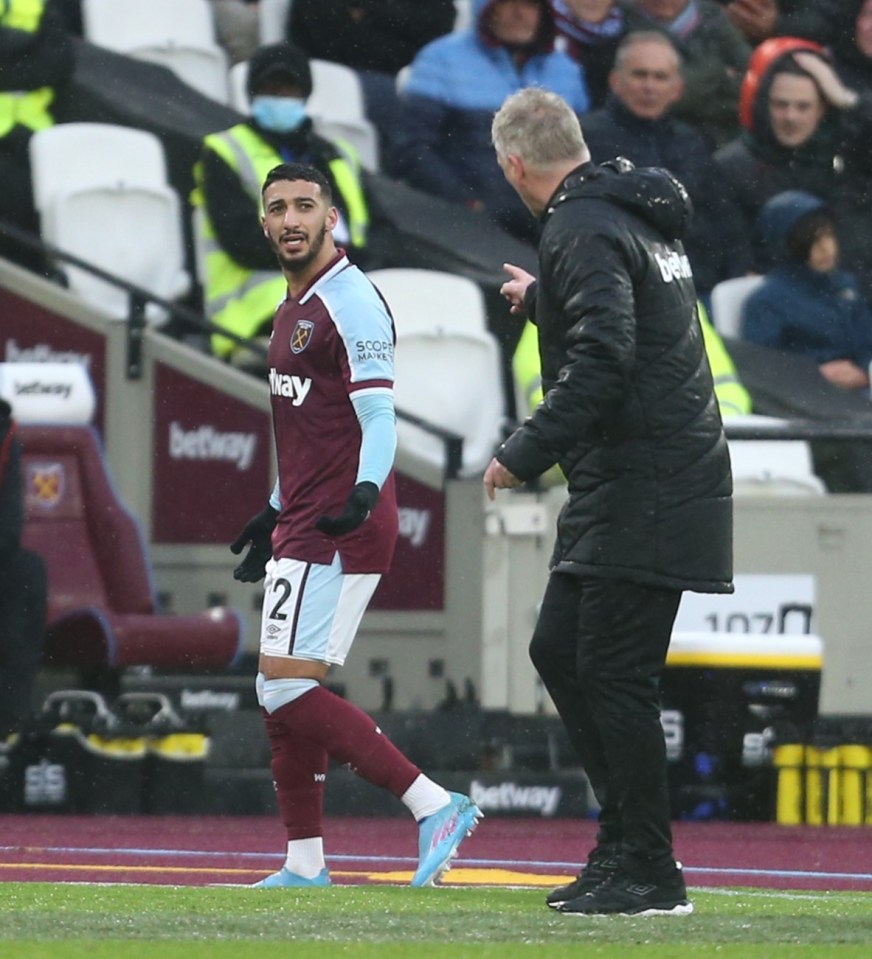 Benrahma and Moyes exchanged words on the touchline