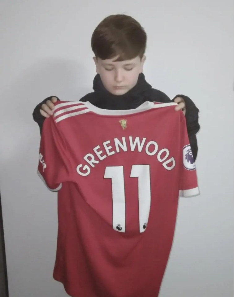 Footie-mad Finnley is devastated as Man Utd won't change his Greenwood jersey to a new name and number