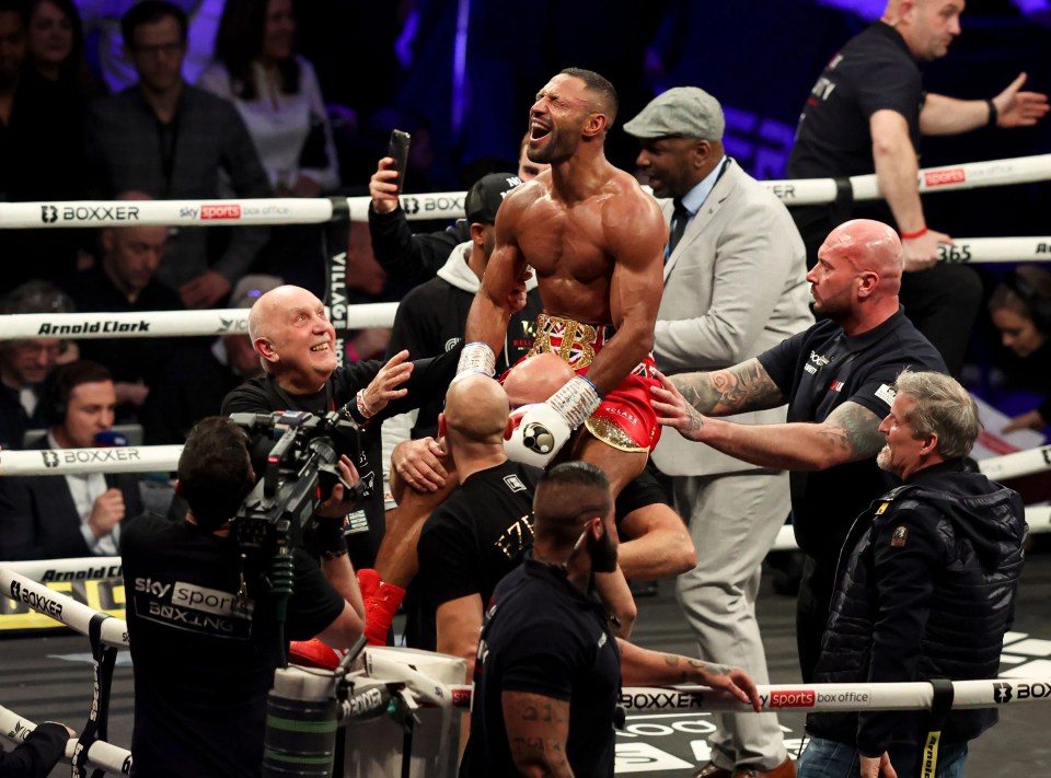 Kell Brook celebrates his victory in the ring