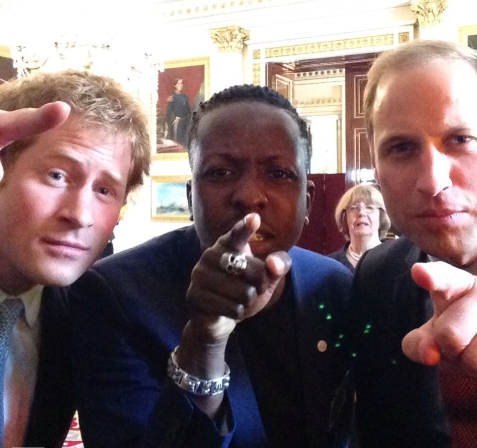 Jamal with Prince Harry and Prince William