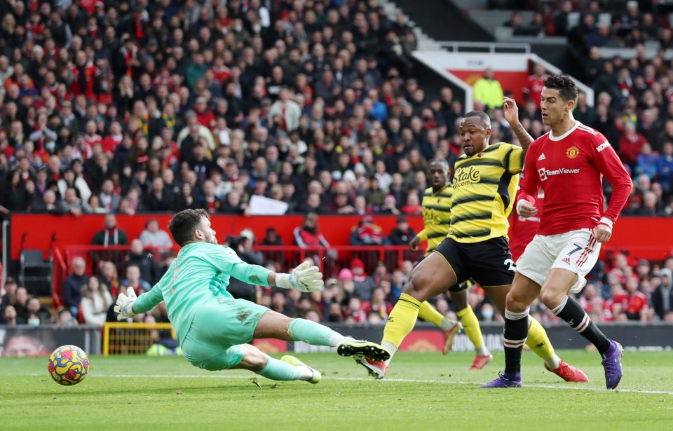 Cristiano Ronaldo had a goal past Ben Foster ruled out for offside