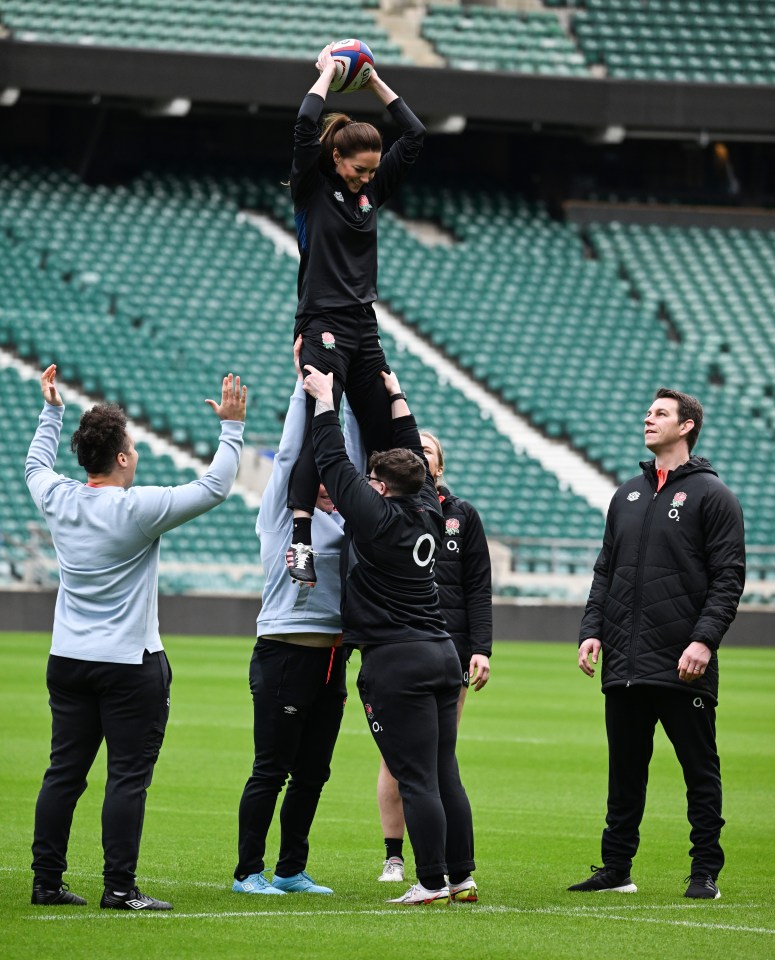 The duchess reached dizzying heights as she met players, coaches and referees in 2022