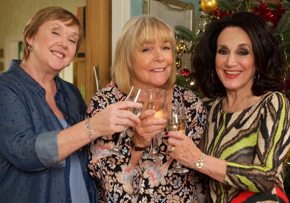 The sitcom's stars seen in the Birds of a Feather Christmas special in 2017