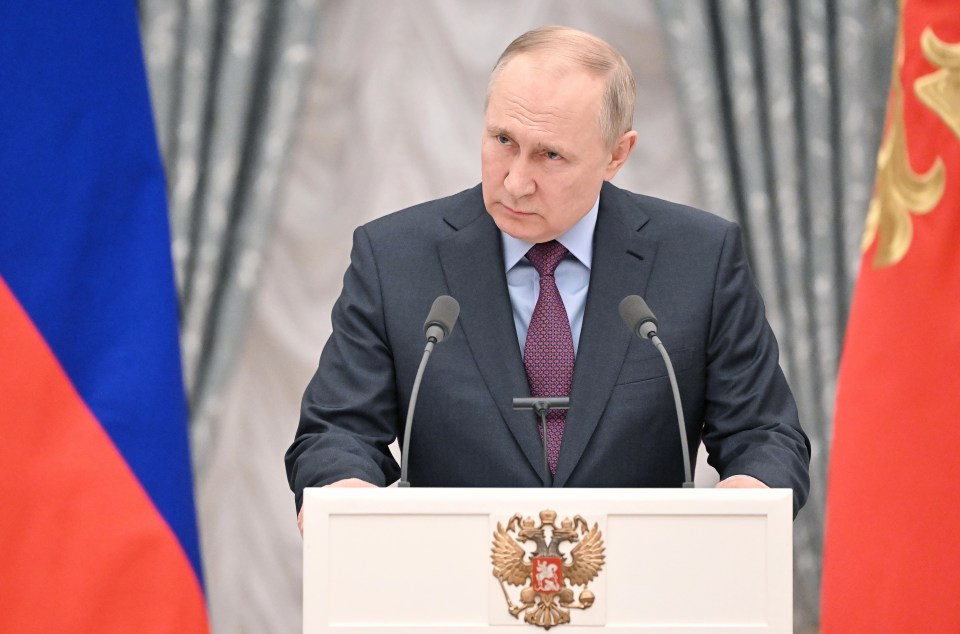 Vladimir Putin speaking in Moscow yesterday