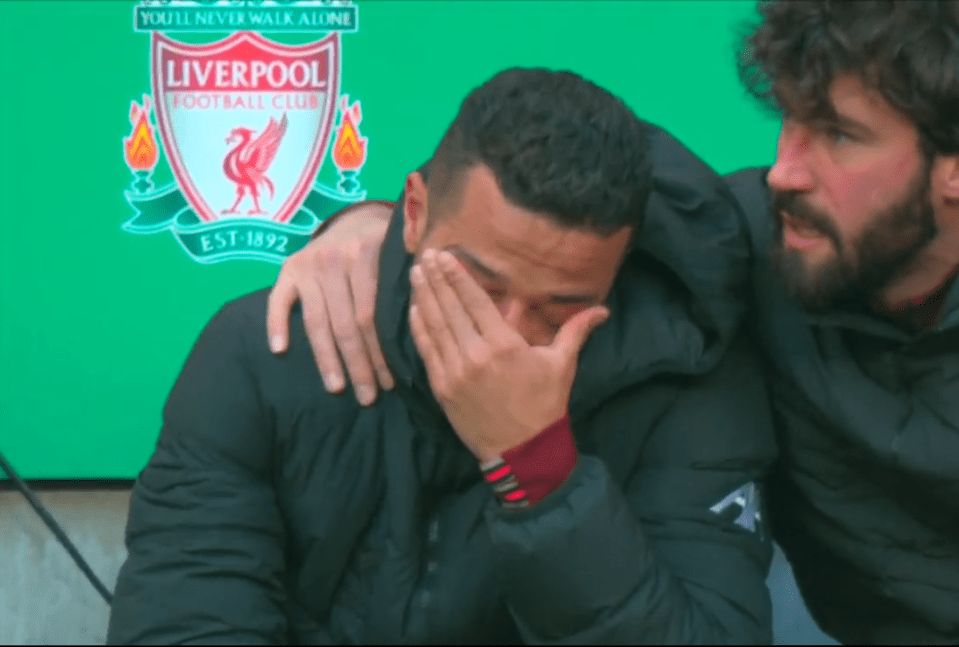 Thiago was left in tears after injuring himself in the Carabao Cup final warm-up and missing the game