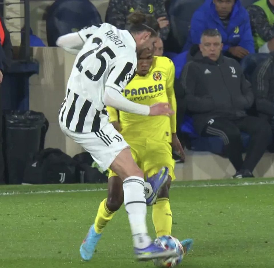 Adrien Rabiot somehow escaped a stonewall red card after his studs up challenge