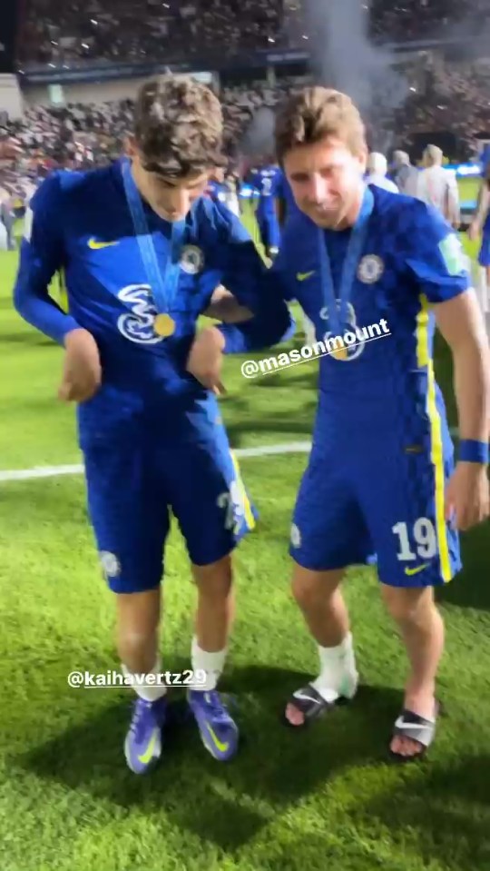 Mason Mount joined Havertz in some dancing