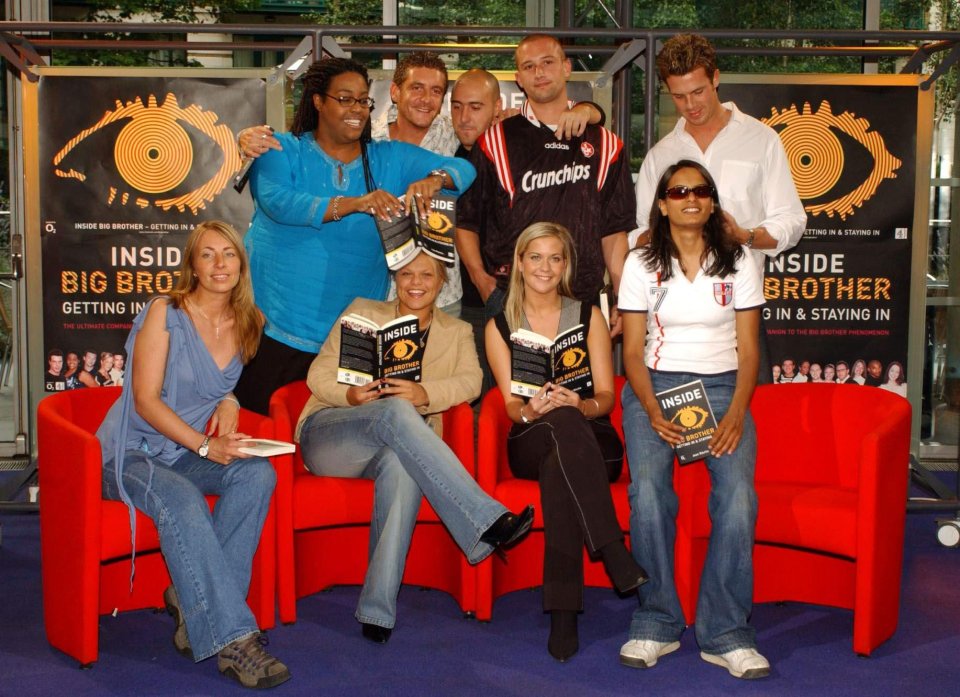 Alison with her Big Brother co-stars including the late Jade Goody and Virgin radio host Kate Lawler, both centre front row