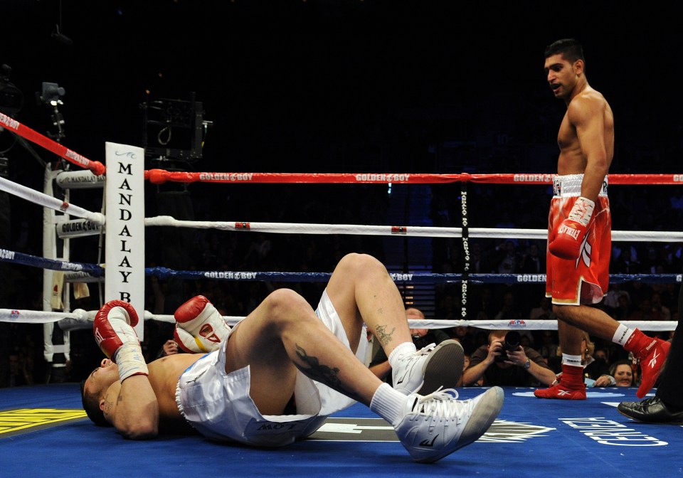 Khan floored Marcos Maidana in the first round after some vicious body shots