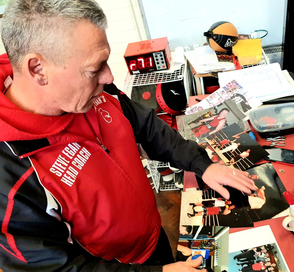 Egan with old pictures of Fury from his teenage days