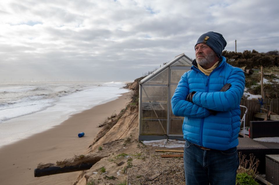 The ex squaddie said freak storms in 2018 eroded 30 to 40 metres of land near his home