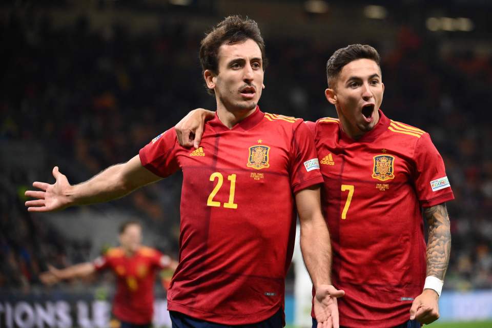 Teenager Pino (right) already has two caps for Spain