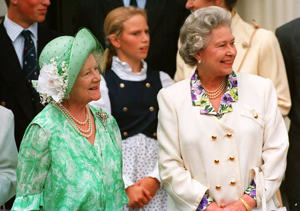 The Queen Mother at her 93rd birthday celebrations with the Queen