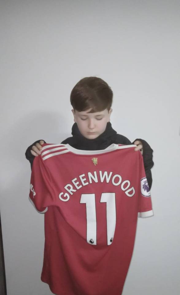 Young United fan Finnley wanted to change his Greenwood shirt